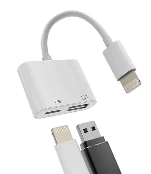 HOYULLI OTG Adapter Lightning Male to USB Female for iPhone 13/12/11 & iPad - Charger Cable & Memory Stick Connector