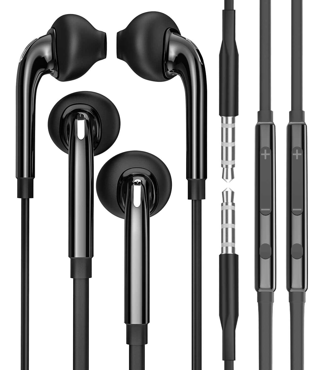 Headphone 3.5mm Jack Earbud with Microphone Wired Headset 2Pack for Gaming Laptop PC Chromebook Compatible with Samsung Galaxy