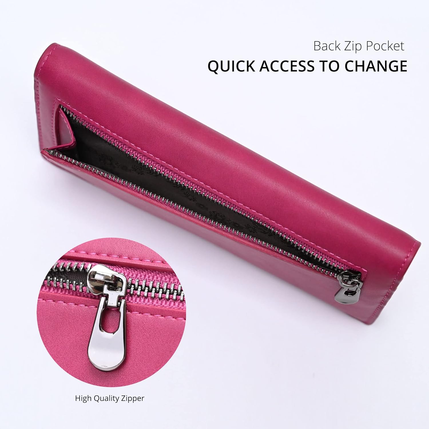 Alldaily Alldaily Ultra Slim Thin Women Wallet RFID Blocking Credit Card Holder Bifold Long Ladies Billfold Fuchsia Purple - View 4 of 9