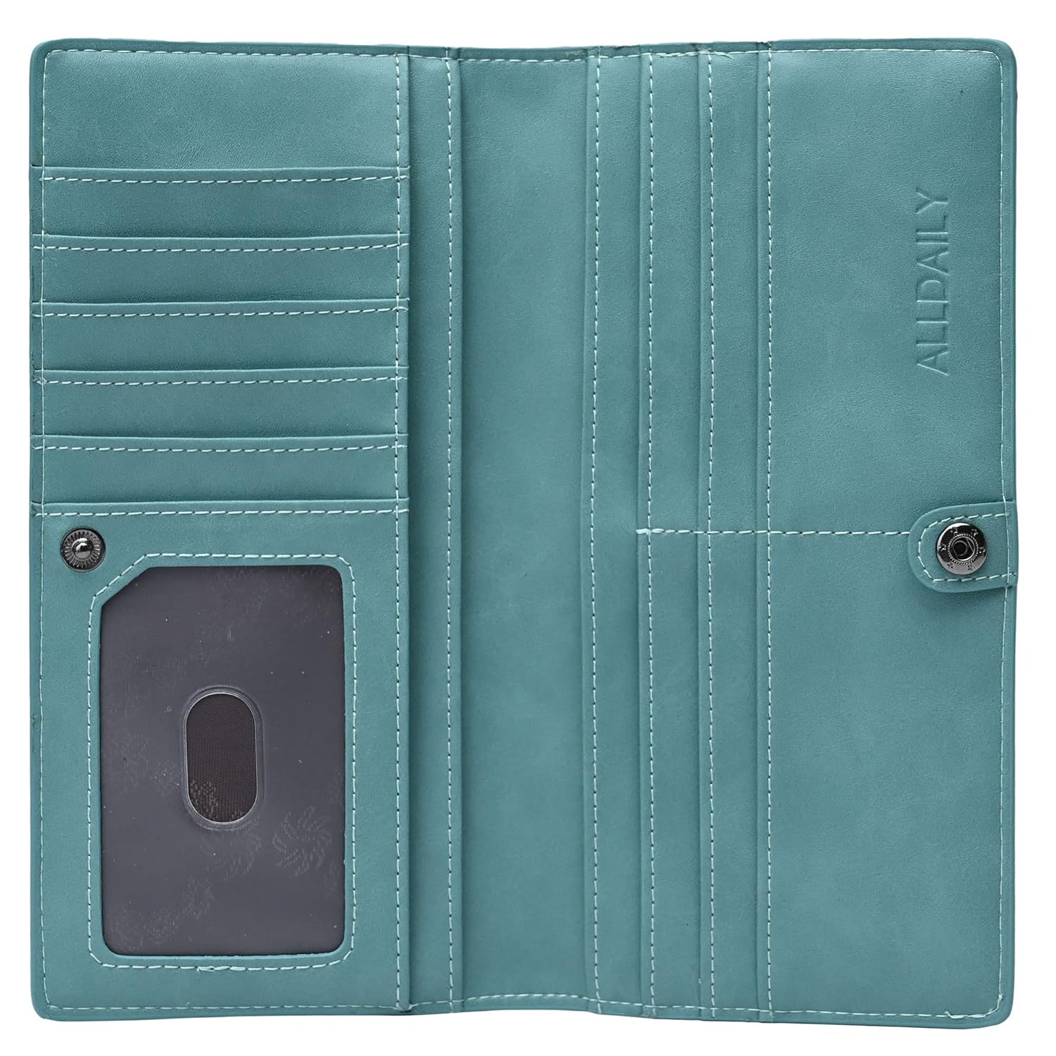 Alldaily Alldaily Ultra Slim Thin Women Wallet RFID Blocking Credit Card Holder Bifold Long Ladies Billfold Fuchsia Purple - View 8 of 9