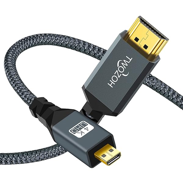Twozoh Twozoh 4K Micro HDMI to HDMI Cable 1FT - High-Speed Braided Cord for 3D & 4K/60Hz Support - View 2 of 8
