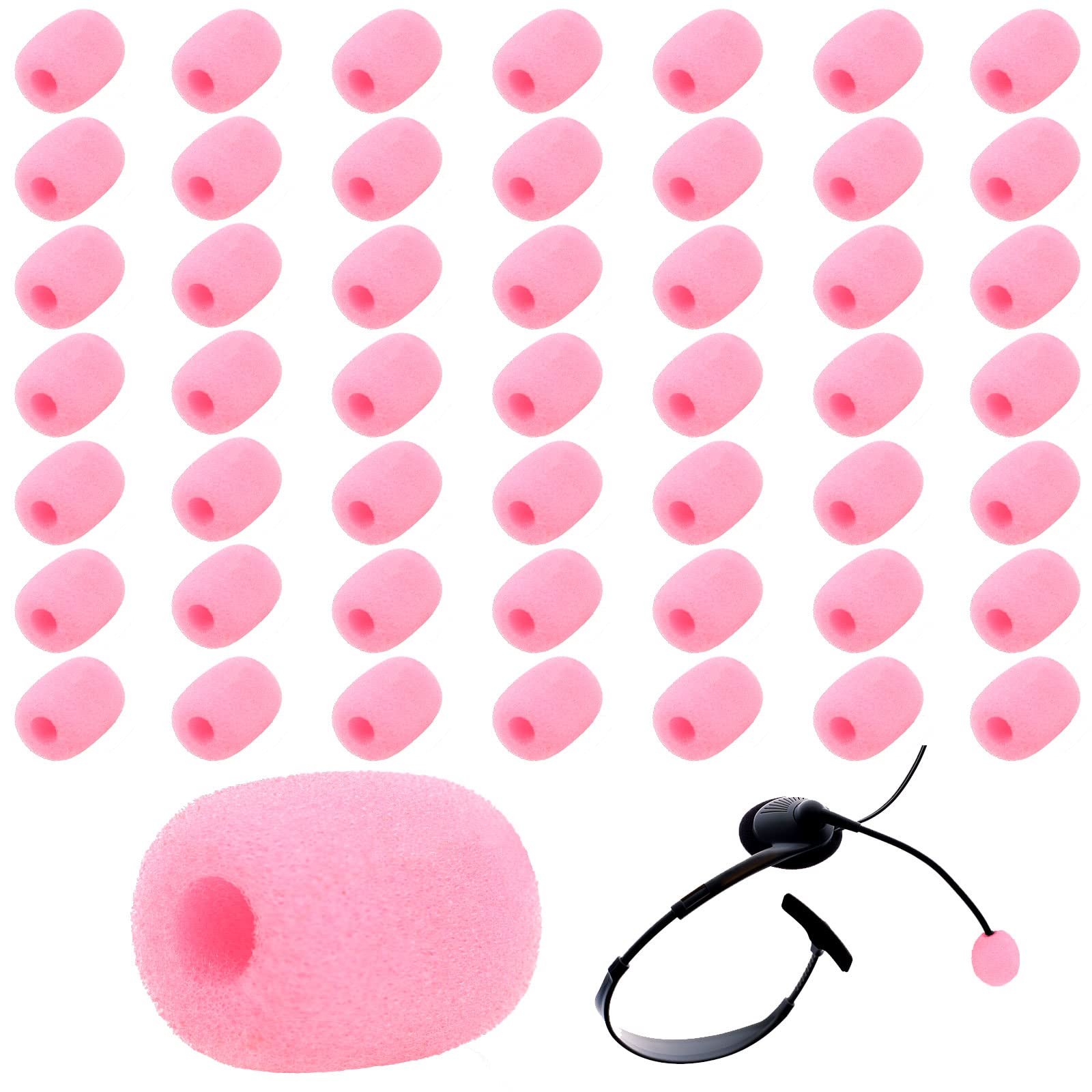JiaUfmi JiaUfmi 50 Pack Pink Lapel Headset Microphone Windscreen Mini Foam Covers for Lavalier Microphones