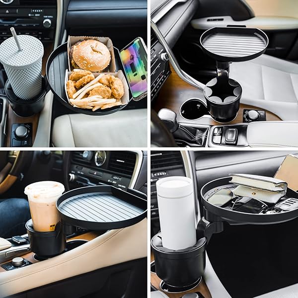 Macally Macally Car Cup Holder Tray Expander with Phone Slot 9 Inch Food Tray Table and Drink Holder for Yeti Hydroflask and More - View 8 of 8
