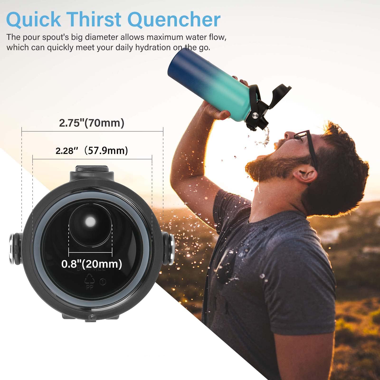 EIPOSAU EIPOSAU Auto Flip Lid for Hydro Flask Wide Mouth Replacement Lid with Button Lock Compatible with Simple Modern Iron Flask Black - View 6 of 7