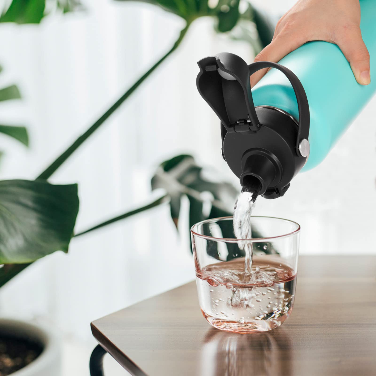 EIPOSAU EIPOSAU Auto Flip Lid for Hydro Flask Wide Mouth Replacement Lid with Button Lock Compatible with Simple Modern Iron Flask Black - View 7 of 7