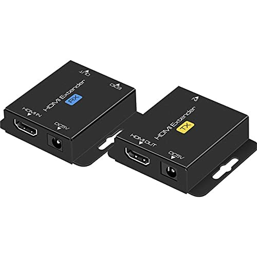 QIUB QIUB XCL Black 60m HDMI Extender CAT 678 UTP 1080P Rj45 Compatible with Blue-ray Fire Stick 200 Feet EDID Input Port DC 5V Power
