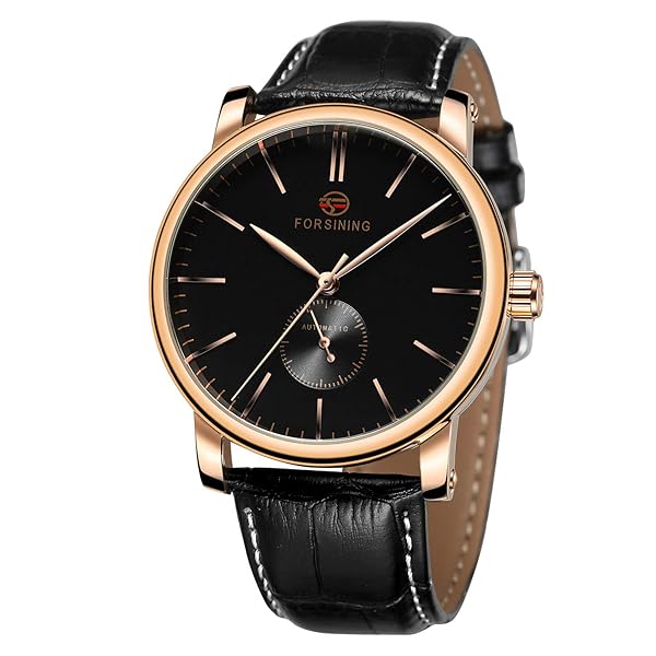 Forsining Mens Minimalist Waterproof Fashion Wrist Watch Genuine Leather Strap Stylish and Durable Timepiece