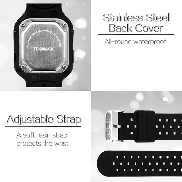 CHISHUNG CHISHUNG Mens Boys Waterproof Diving Watch 10 ATM 100m Digital Sports Chronograph Stopwatch Dual Time Zone W23-CUS-BK - View 9 of 10