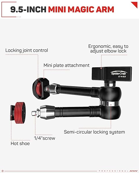 IFOOTAGE IFOOTAGE 9.5 Inches Adjustable Magic Arm with Shoe Mount and 1/4 Inch Tripod Screw for LCD Monitors and LED Lights - View 5 of 9