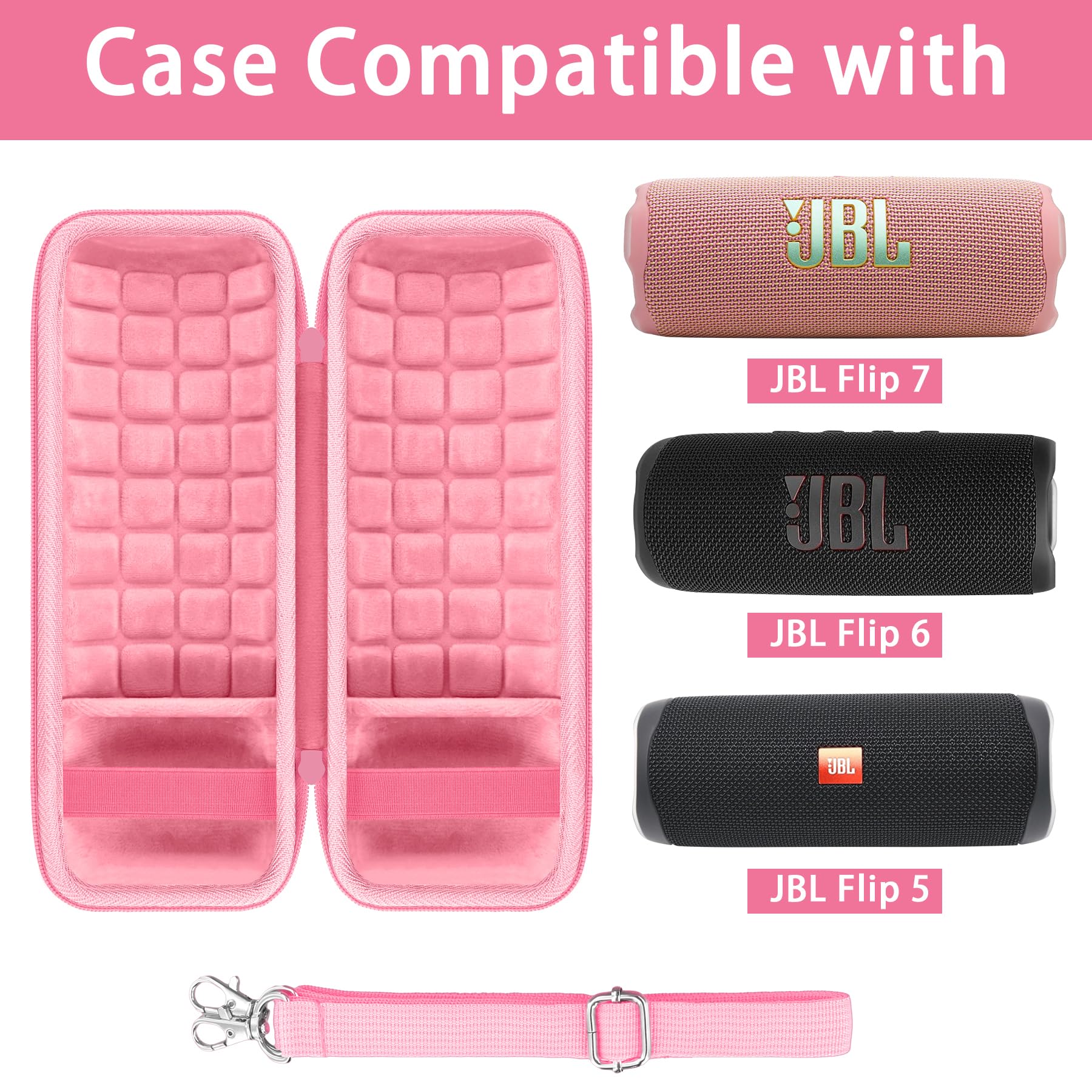 co2CREA co2CREA Hard Travel Case for JBL Flip 7 6 5 Waterproof Portable Bluetooth Speaker Pink - View 2 of 9