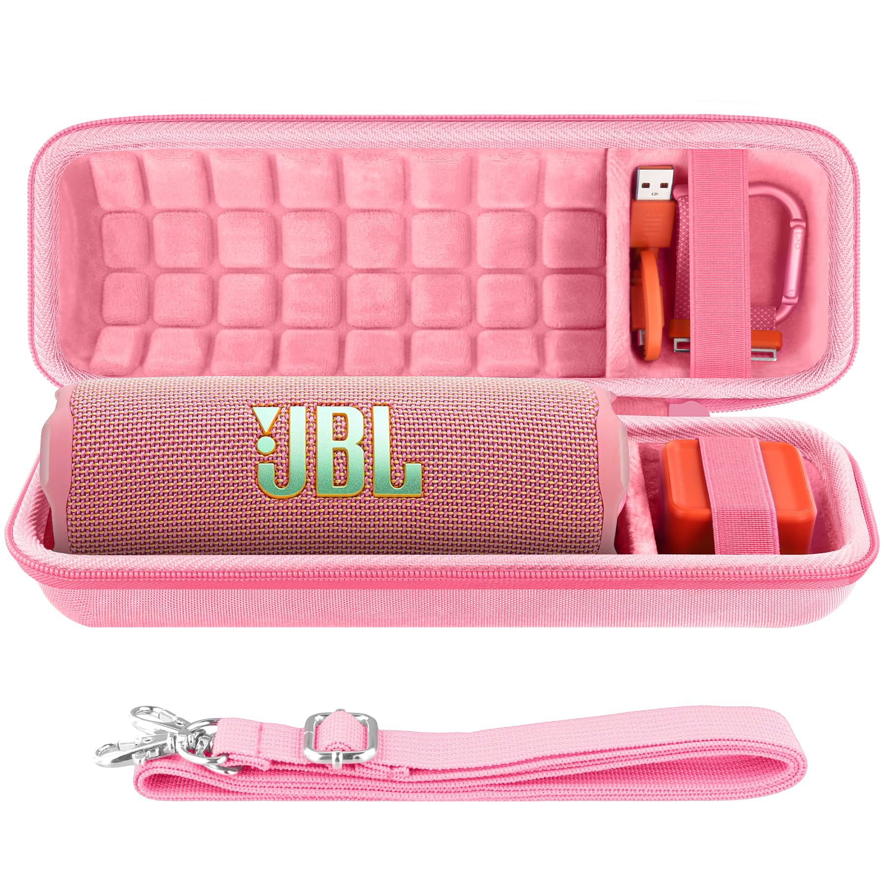 co2CREA Hard Travel Case for JBL Flip 7 6 5 Waterproof Portable Bluetooth Speaker Pink