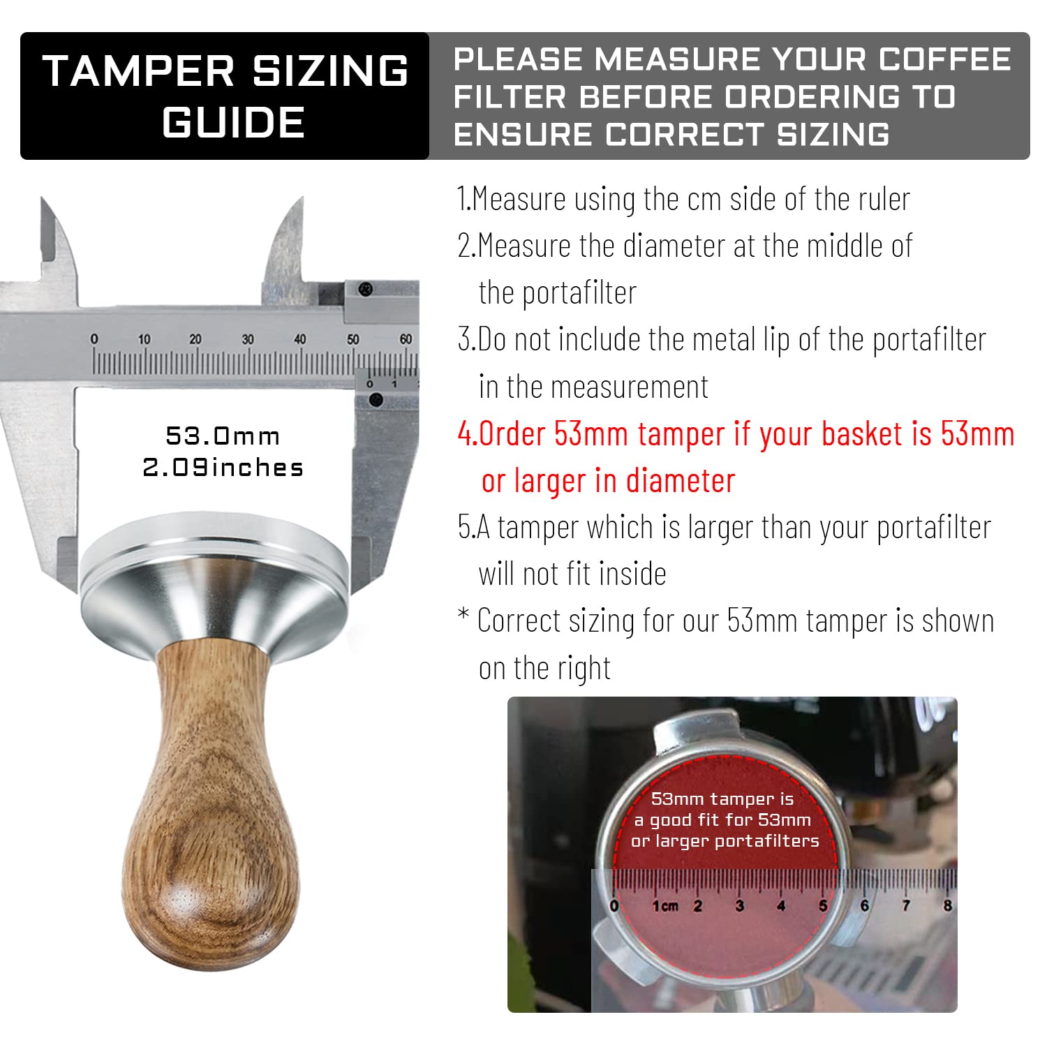 Ezebesta Ezebesta 53mm Coffee Tamper Espresso Press with Tamper Mat and Wooden Handle for Barista Espresso Machines Accessory - View 2 of 9