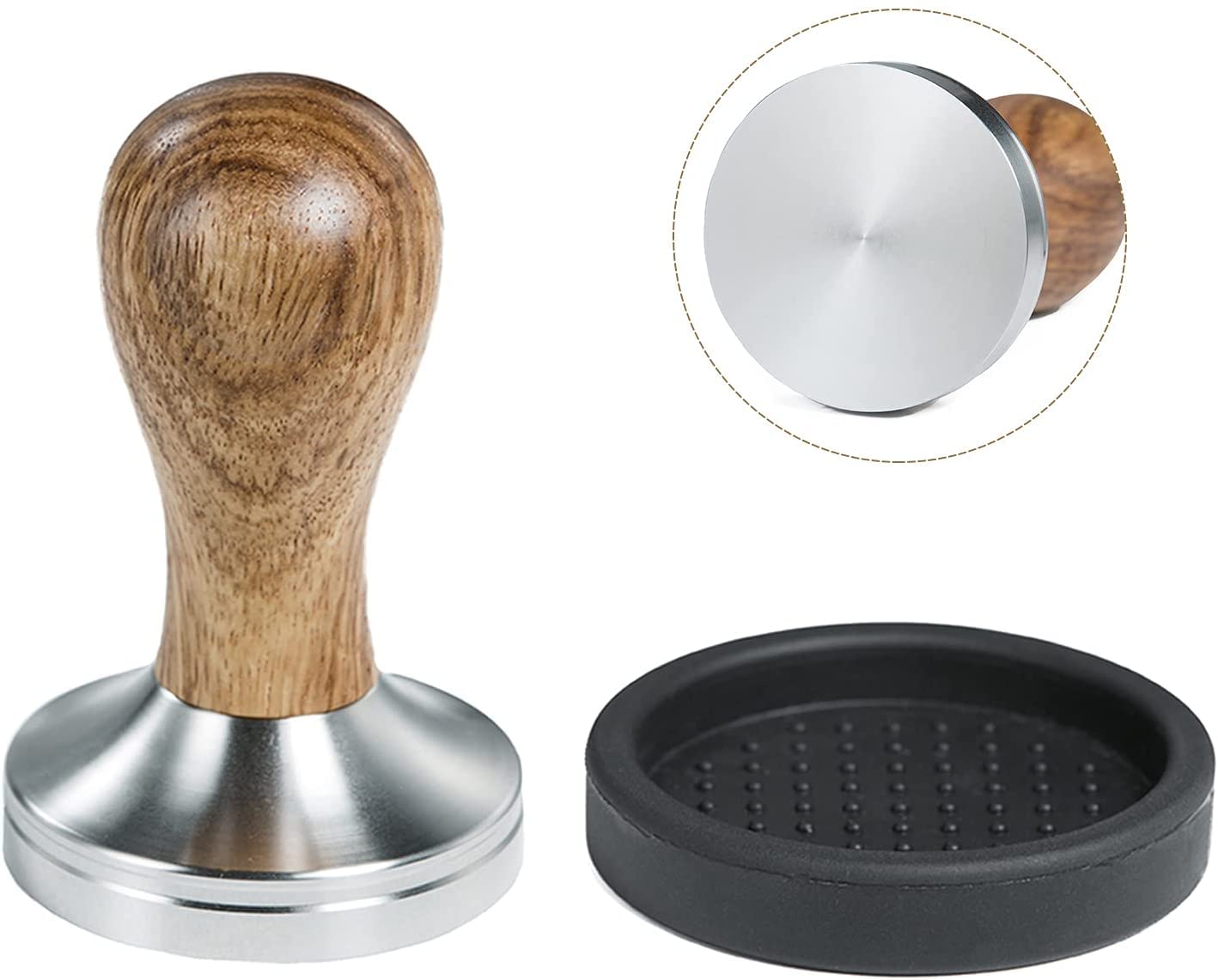 Ezebesta Ezebesta 53mm Coffee Tamper Espresso Press with Tamper Mat and Wooden Handle for Barista Espresso Machines Accessory