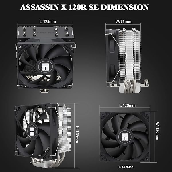 Thermalright Thermalright Assassin X120 Refined SE: Top CPU Air Cooler for AMD & Intel - 4 Heat Pipes, PWM Fan, AGHP Tech - View 7 of 8