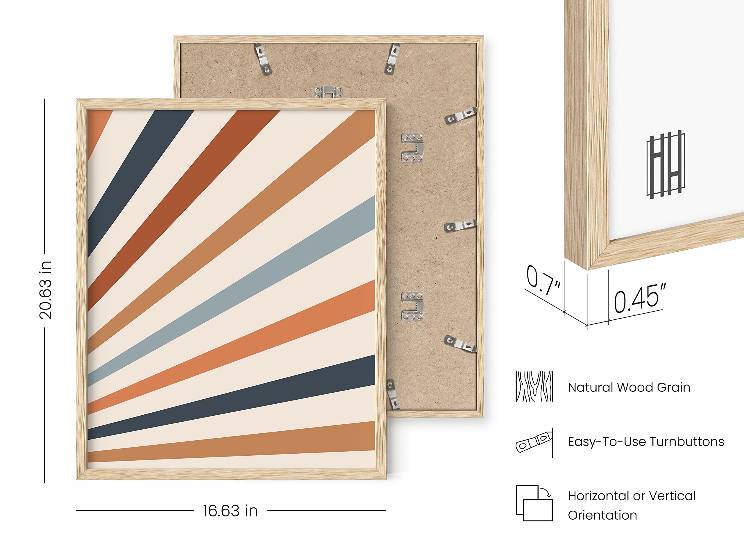 HAUS AND HUES HAUS AND HUES Boho Wall Art Frame Sun Decor for Bedroom Mid Century Modern Minimalist Geometric Art 16x20 Beige Frame - View 3 of 7