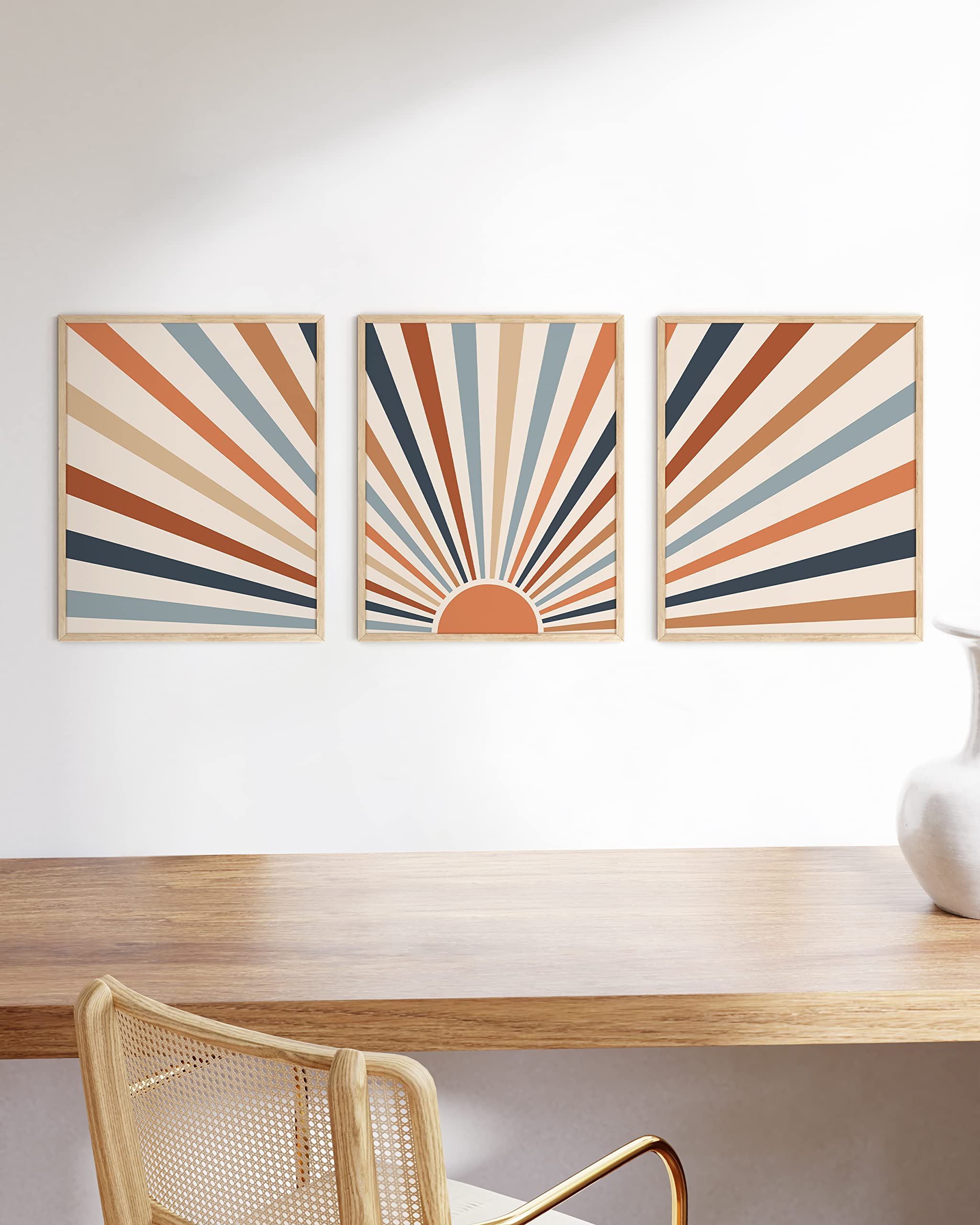HAUS AND HUES HAUS AND HUES Boho Wall Art Frame Sun Decor for Bedroom Mid Century Modern Minimalist Geometric Art 16x20 Beige Frame - View 5 of 7