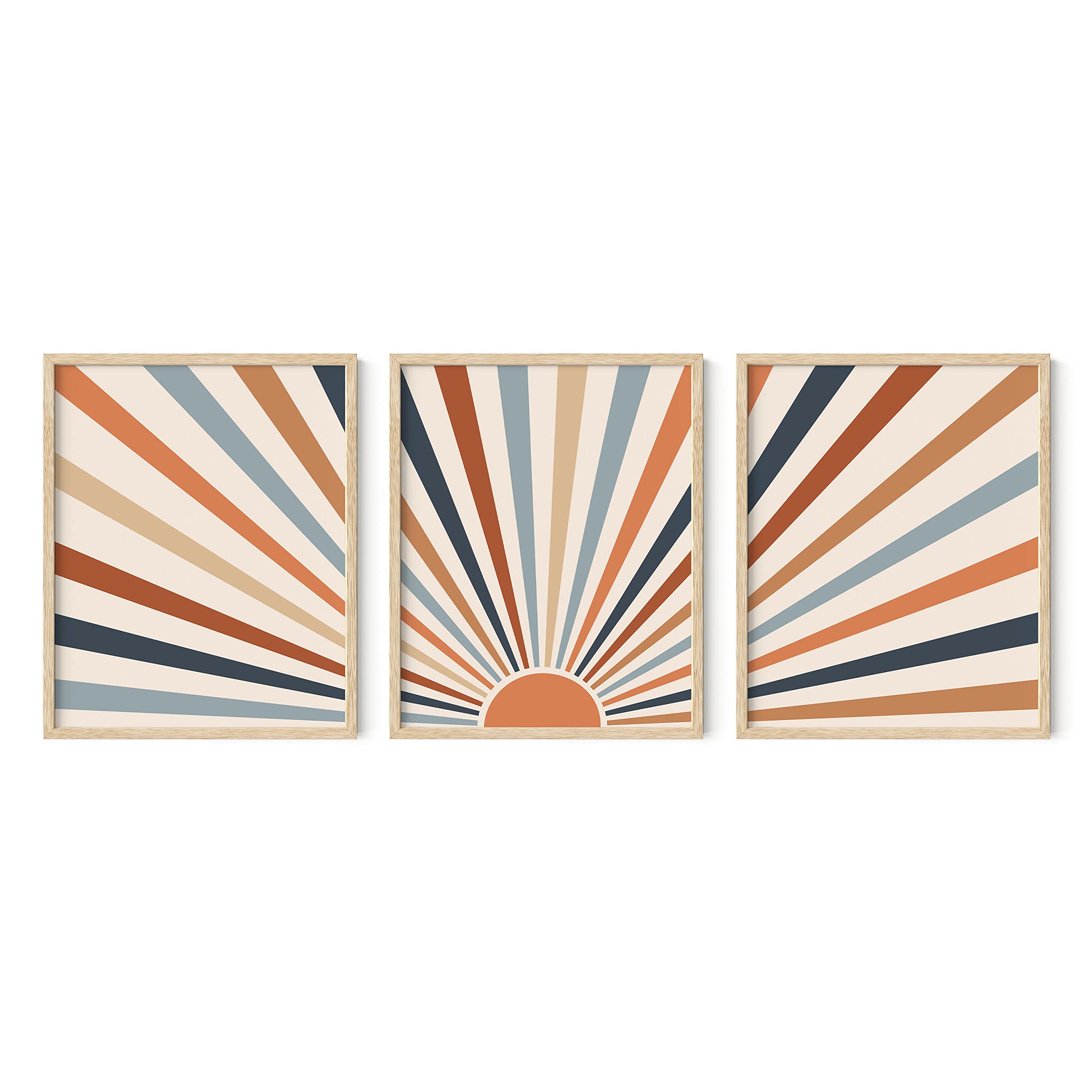 HAUS AND HUES HAUS AND HUES Boho Wall Art Frame Sun Decor for Bedroom Mid Century Modern Minimalist Geometric Art 16x20 Beige Frame