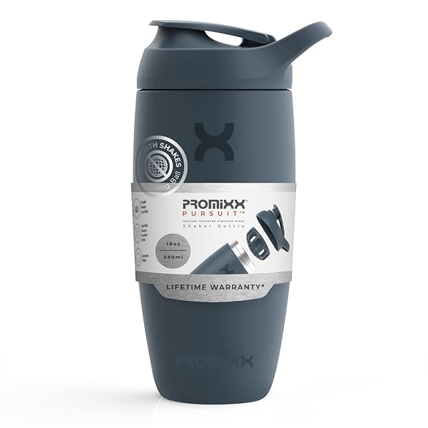 Promixx Promixx Pursuit Insulated Shaker Bottle - 18oz Stainless Steel Blender Cup in Midnight Blue