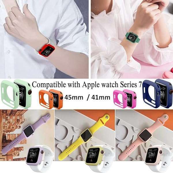 Yrzper Soft TPU Protective Bumper Case for Apple Watch 41mm & 45mm - Compatible with Series 9, 8, 7 (Black) - View 4 of 8