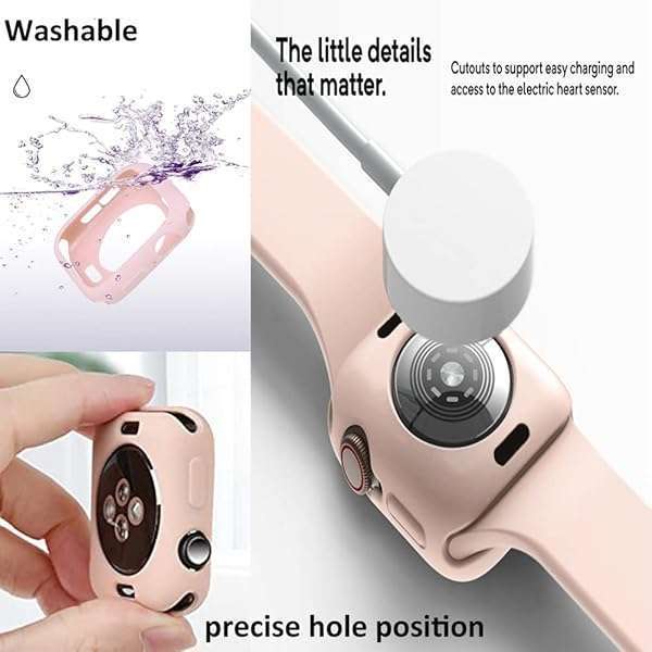 Yrzper Soft TPU Protective Bumper Case for Apple Watch 41mm & 45mm - Compatible with Series 9, 8, 7 (Black) - View 5 of 8