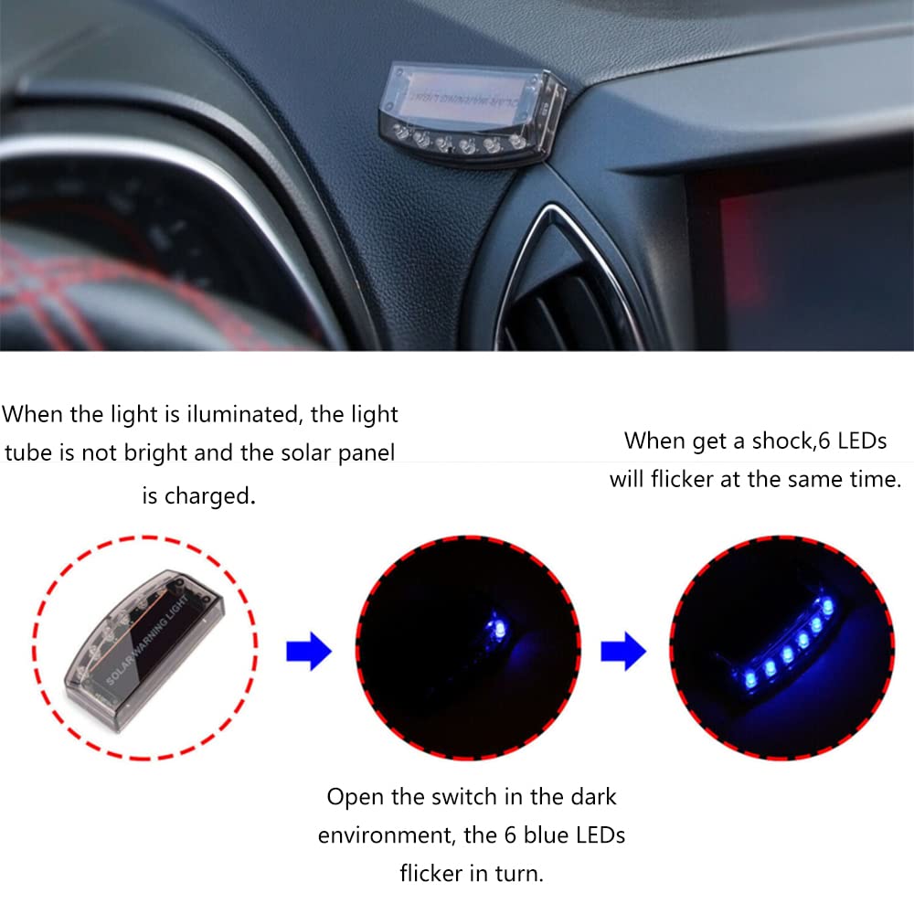 Riloer 6 LED Solar Power Car Alarm Warning Light Blue Anti-Theft Flashing Security Light - View 2 of 7