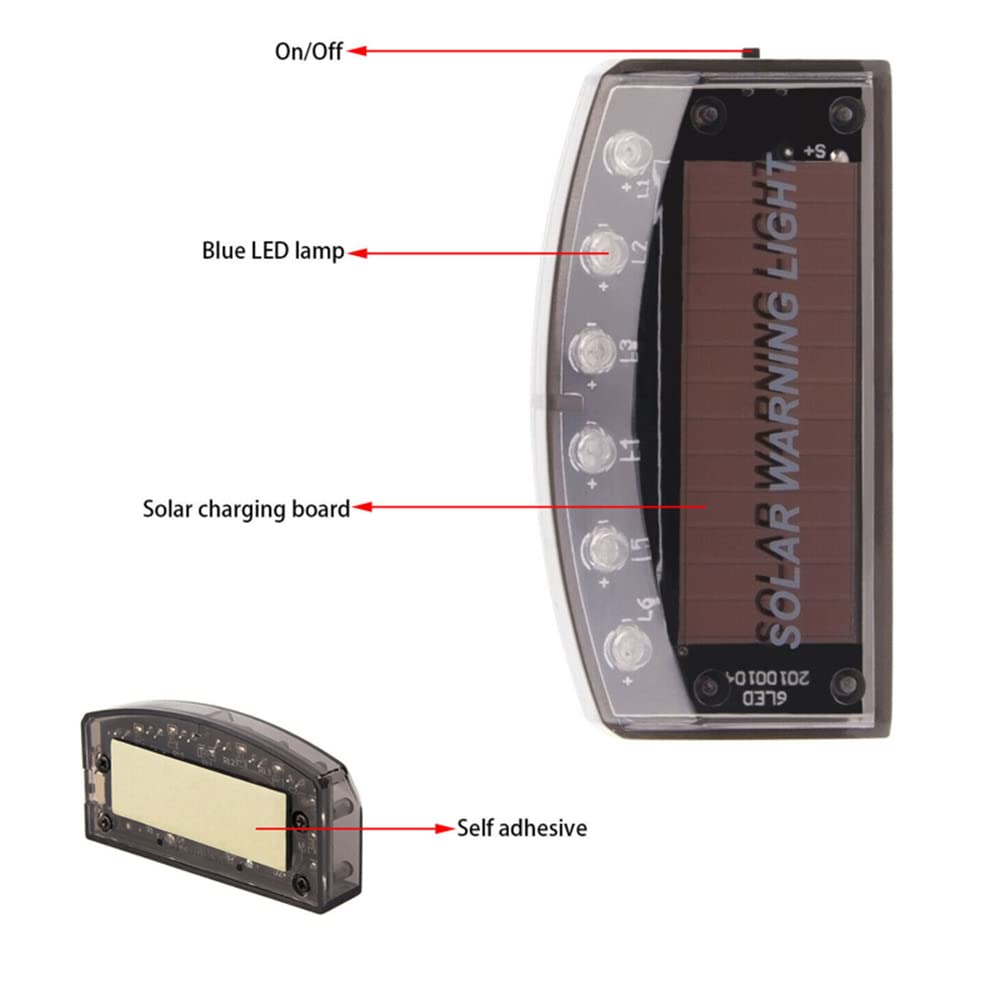 Riloer 6 LED Solar Power Car Alarm Warning Light Blue Anti-Theft Flashing Security Light - View 5 of 7