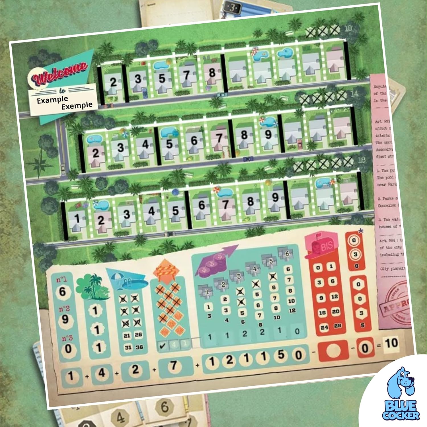 Blue Cocker Welcome to Your Perfect Home Board Game City Building Strategy and Narrative Adventure for Adults and Kids Ages 10 Plus 1-6 Players 25 Minute Playtime - View 6 of 7