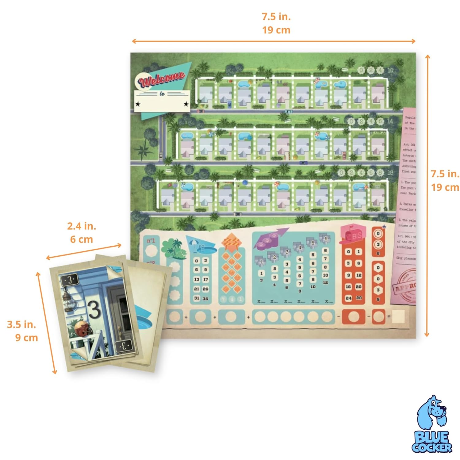 Blue Cocker Welcome to Your Perfect Home Board Game City Building Strategy and Narrative Adventure for Adults and Kids Ages 10 Plus 1-6 Players 25 Minute Playtime - View 7 of 7