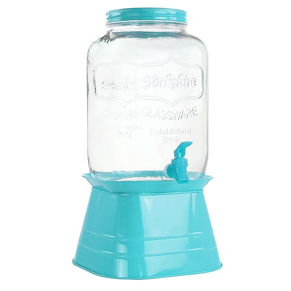 Gibson Home Shop Gibson Home Chiara Blue Mason Dispenser with Metal Lid & Base - Perfect for Stylish Storage!