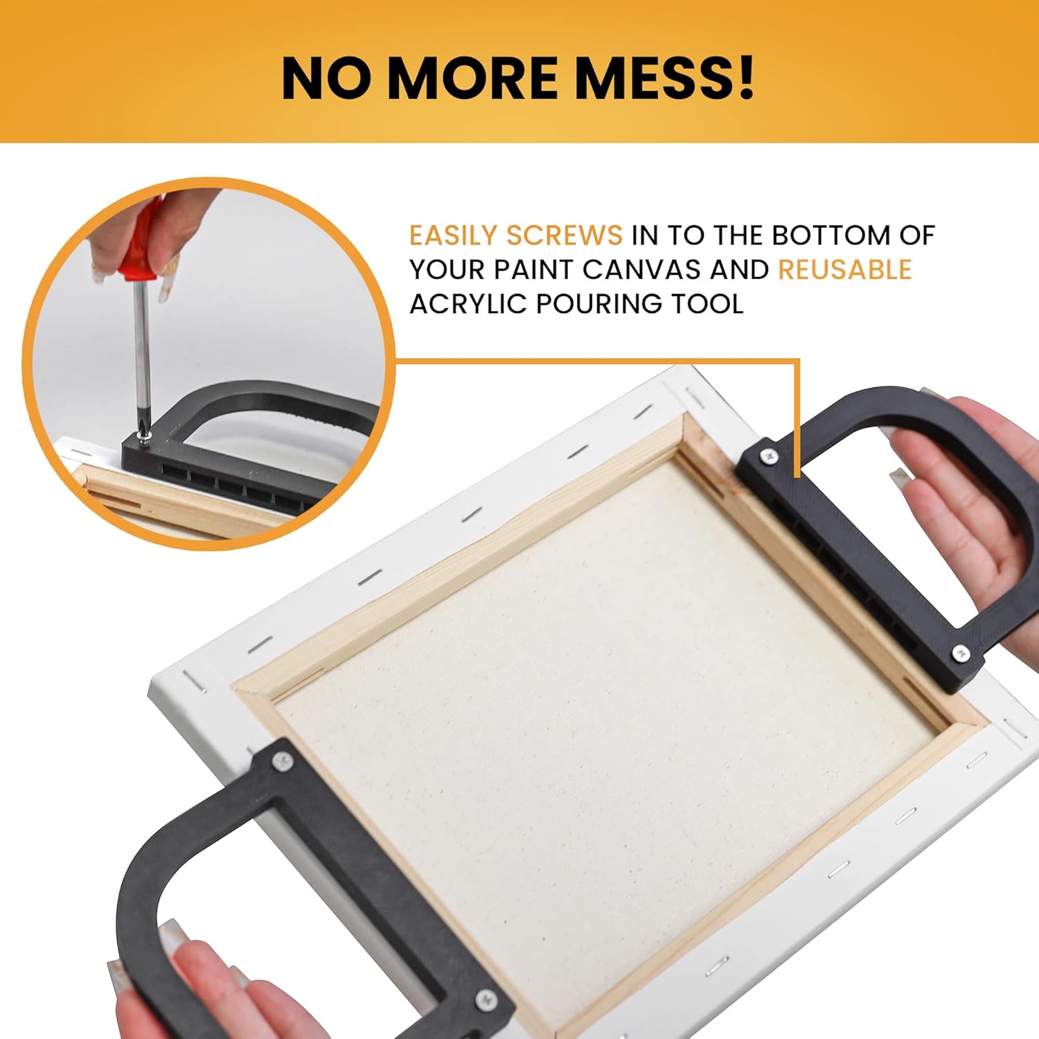 splash n color SplashNcolor 2-Pack Canvas Handles for Easy Paint Pouring and Tilting Mess Free Acrylic Paint Tools for Fluid Artists Black - View 2 of 7