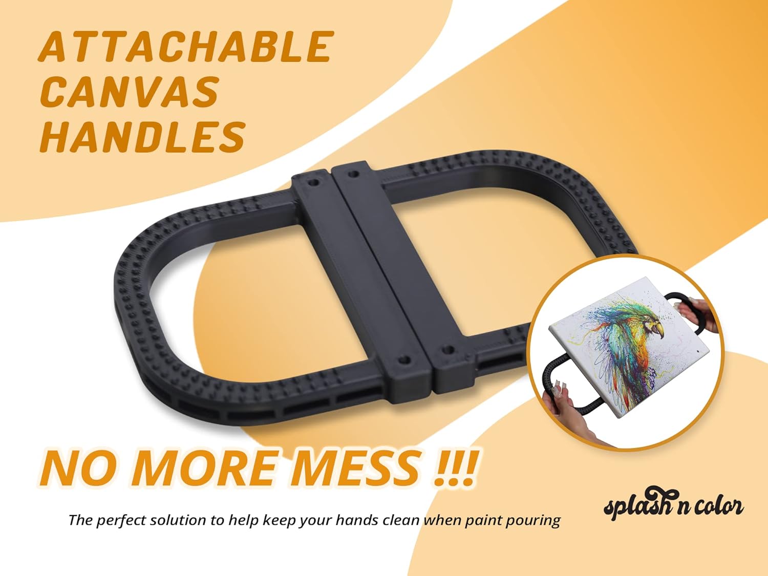 splash n color SplashNcolor 2-Pack Canvas Handles for Easy Paint Pouring and Tilting Mess Free Acrylic Paint Tools for Fluid Artists Black - View 4 of 7