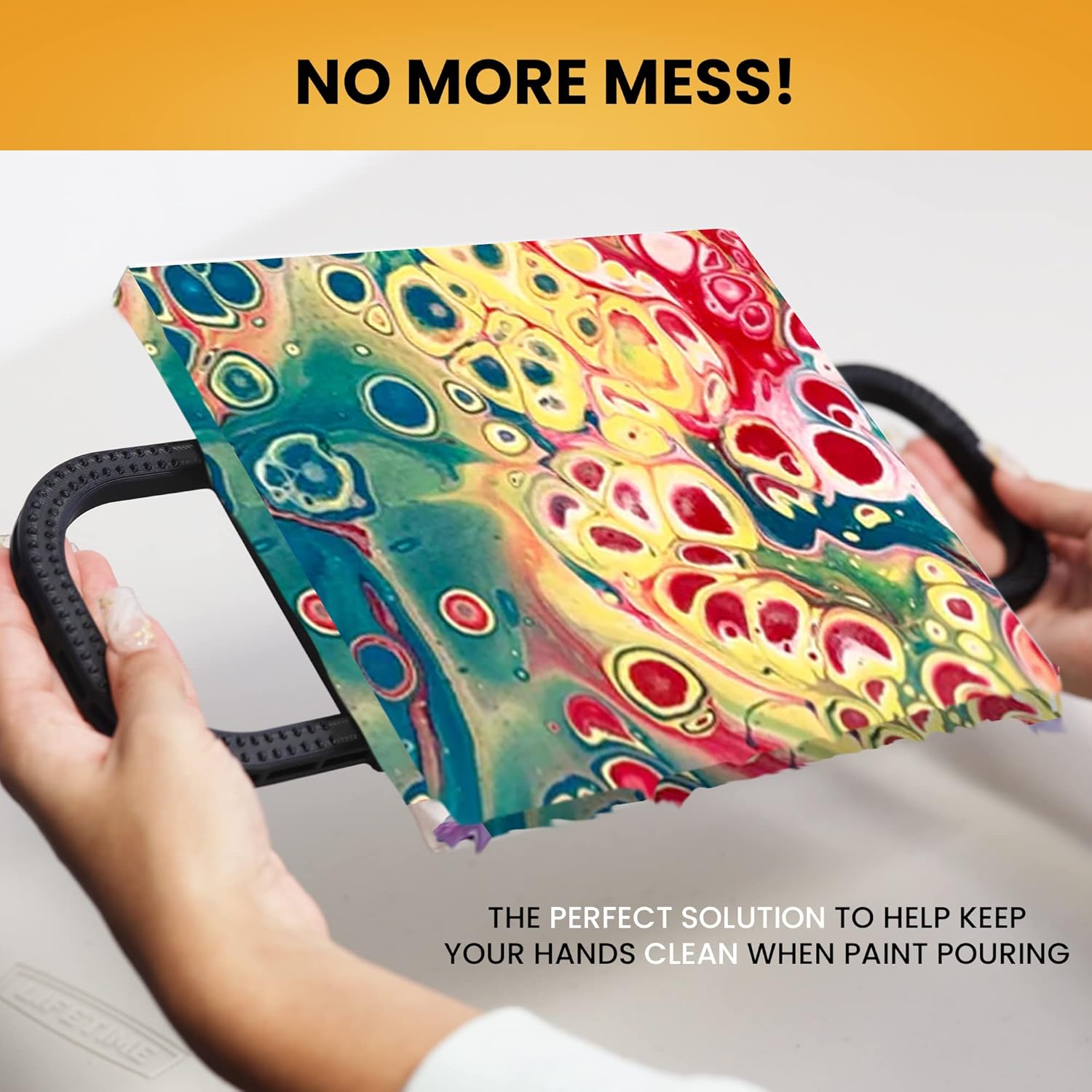 splash n color SplashNcolor 2-Pack Canvas Handles for Easy Paint Pouring and Tilting Mess Free Acrylic Paint Tools for Fluid Artists Black - View 5 of 7