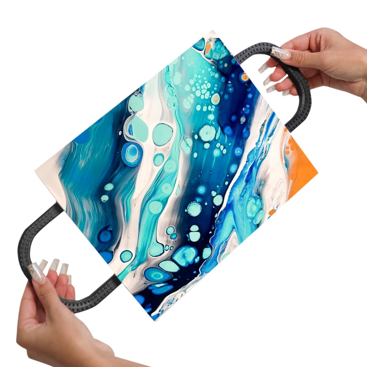 splash n color SplashNcolor 2-Pack Canvas Handles for Easy Paint Pouring and Tilting Mess Free Acrylic Paint Tools for Fluid Artists Black