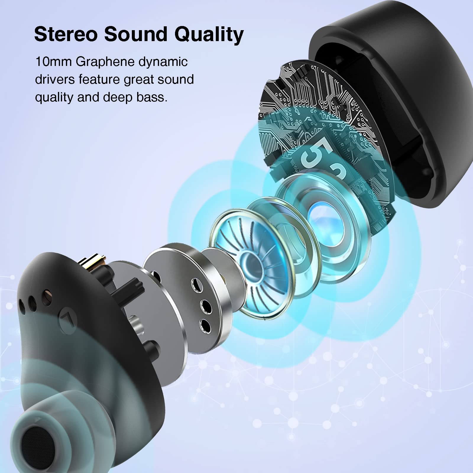 Aruind Aruind True Wireless Earbuds Bluetooth Headphones 160H Playtime IPX7 Waterproof Sports Earbuds with CVC 8.0 Noise Cancelling Deep Bass - View 5 of 8