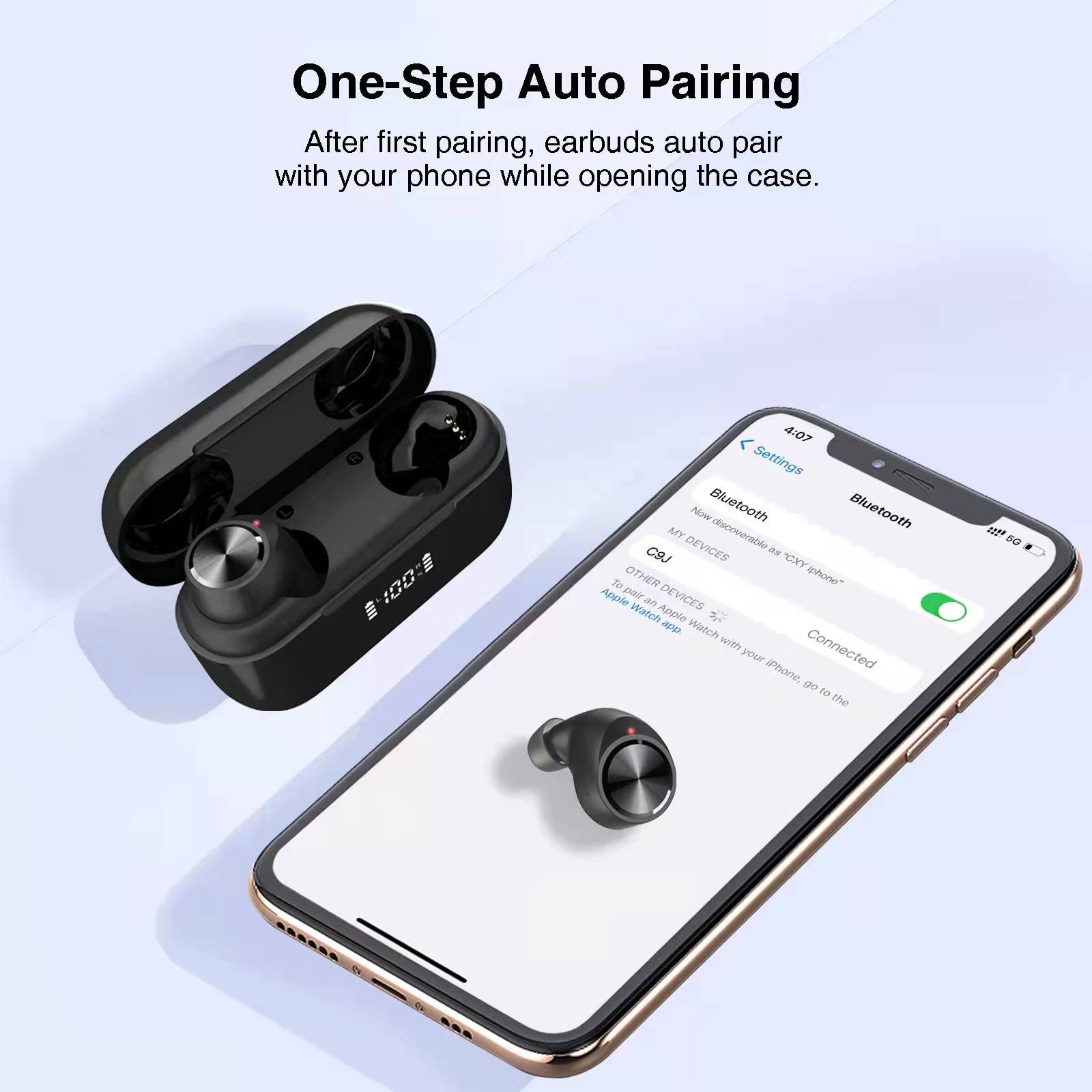 Aruind Aruind True Wireless Earbuds Bluetooth Headphones 160H Playtime IPX7 Waterproof Sports Earbuds with CVC 8.0 Noise Cancelling Deep Bass - View 6 of 8