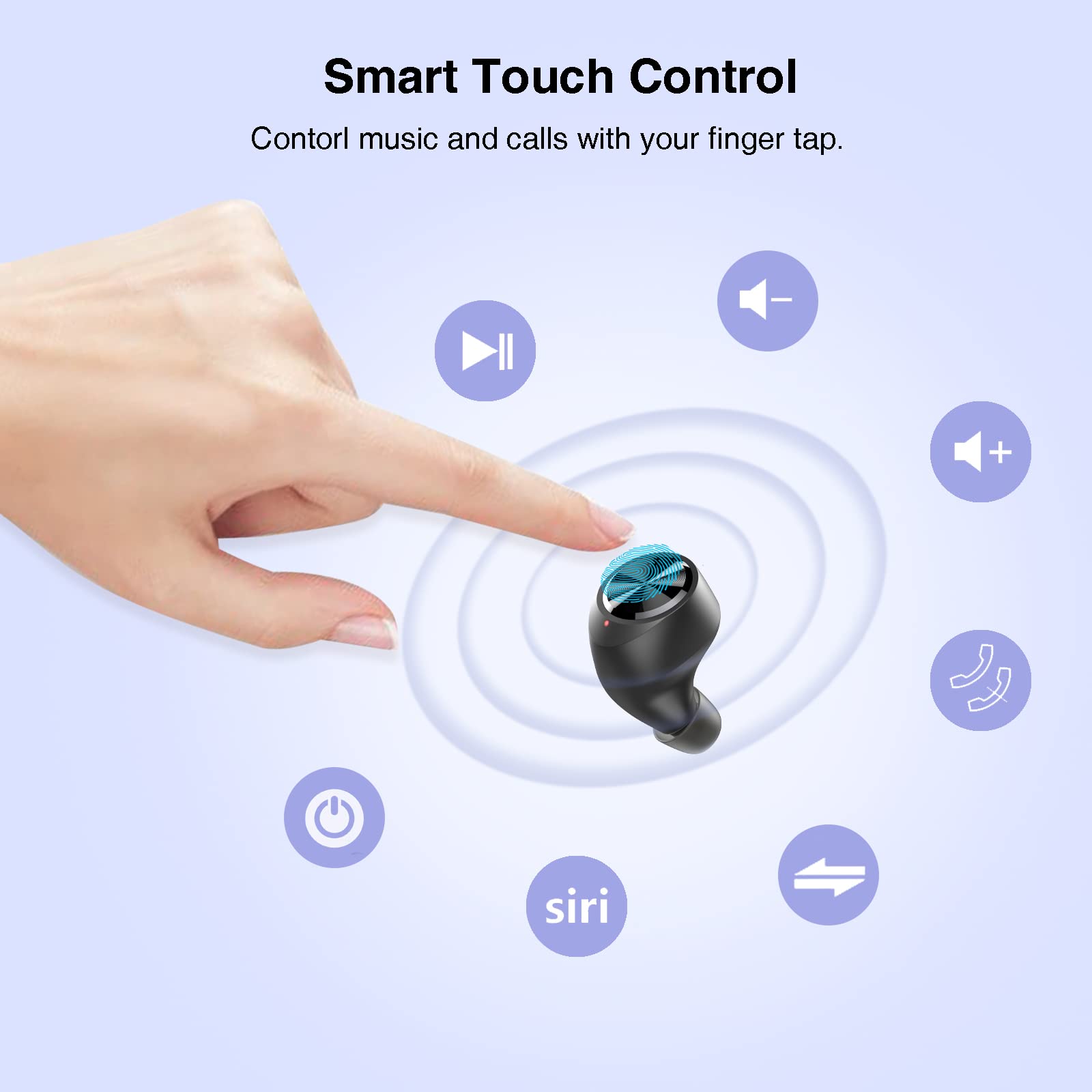 Aruind Aruind True Wireless Earbuds Bluetooth Headphones 160H Playtime IPX7 Waterproof Sports Earbuds with CVC 8.0 Noise Cancelling Deep Bass - View 7 of 8