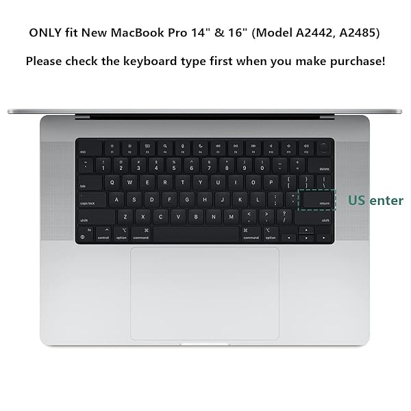 Batianda Batianda Premium Ultra Thin Waterproof Silicone Keyboard Cover for 2021 MacBook Pro 14 16 inch A2442 A2485 M1 Pro Max Black US Russian - View 4 of 9