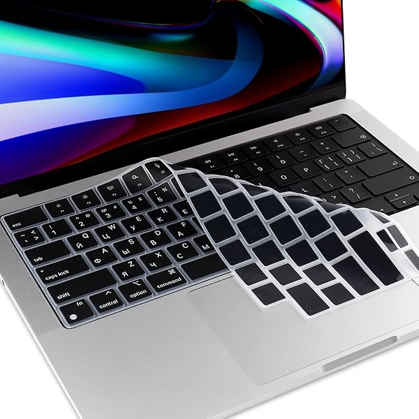 Batianda Batianda Premium Ultra Thin Waterproof Silicone Keyboard Cover for 2021 MacBook Pro 14 16 inch A2442 A2485 M1 Pro Max Black US Russian - View 7 of 9