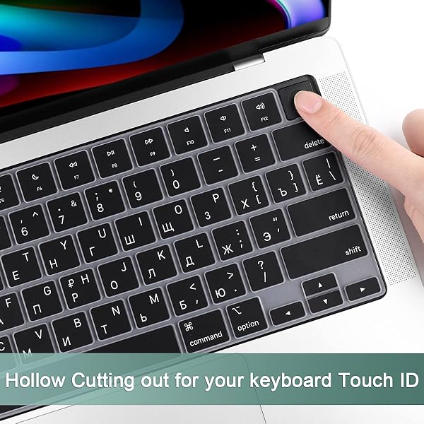 Batianda Batianda Premium Ultra Thin Waterproof Silicone Keyboard Cover for 2021 MacBook Pro 14 16 inch A2442 A2485 M1 Pro Max Black US Russian - View 8 of 9