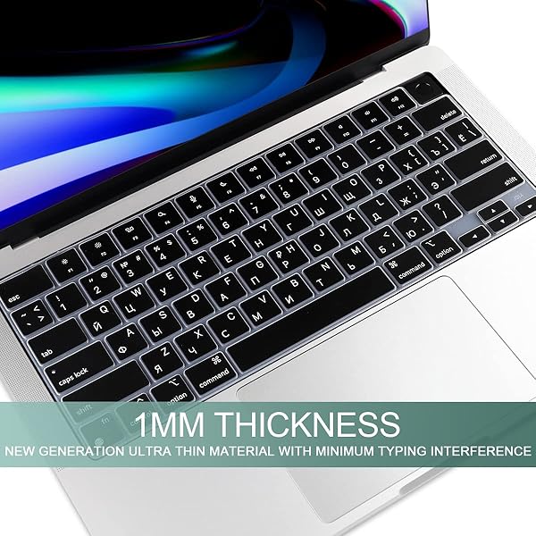 Batianda Batianda Premium Ultra Thin Waterproof Silicone Keyboard Cover for 2021 MacBook Pro 14 16 inch A2442 A2485 M1 Pro Max Black US Russian - View 9 of 9