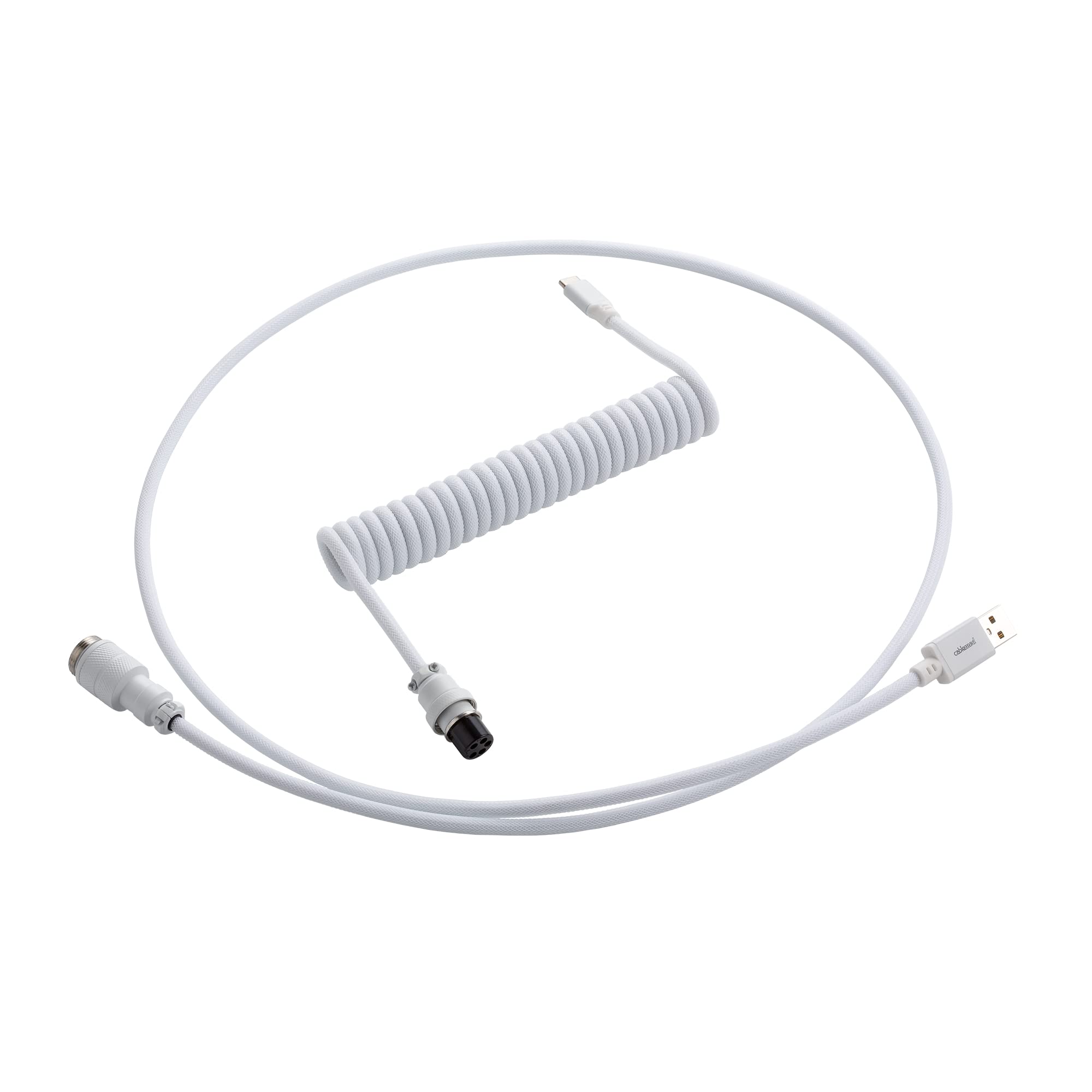 CableMod CableMod Pro Coiled Keyboard Cable Glacier White USB A to USB Type C 150cm High Quality Gaming Accessory