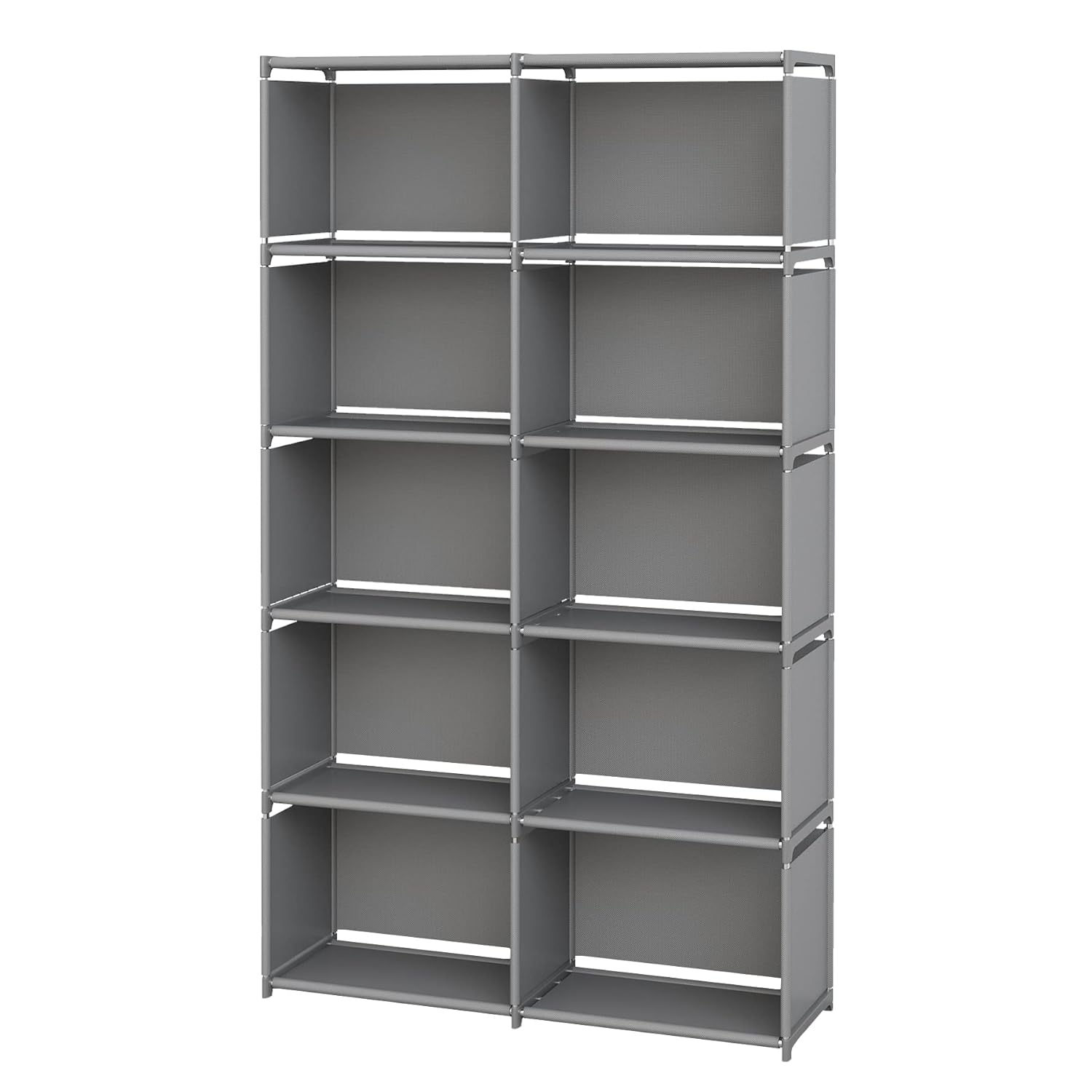 MOYIPIN MOYIPIN Assembled Bookshelves Vertical Storage Rack for Bedroom Living Room Double Row 10-Grid Multi-Functional Grey Cabinet - View 5 of 6