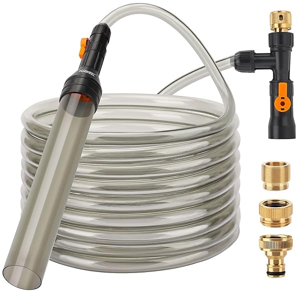 Hygger Bucket Free Aquarium Water Change Kit with Metal Faucet Connector and 33FT Hose for Easy Fish Tank Cleaning