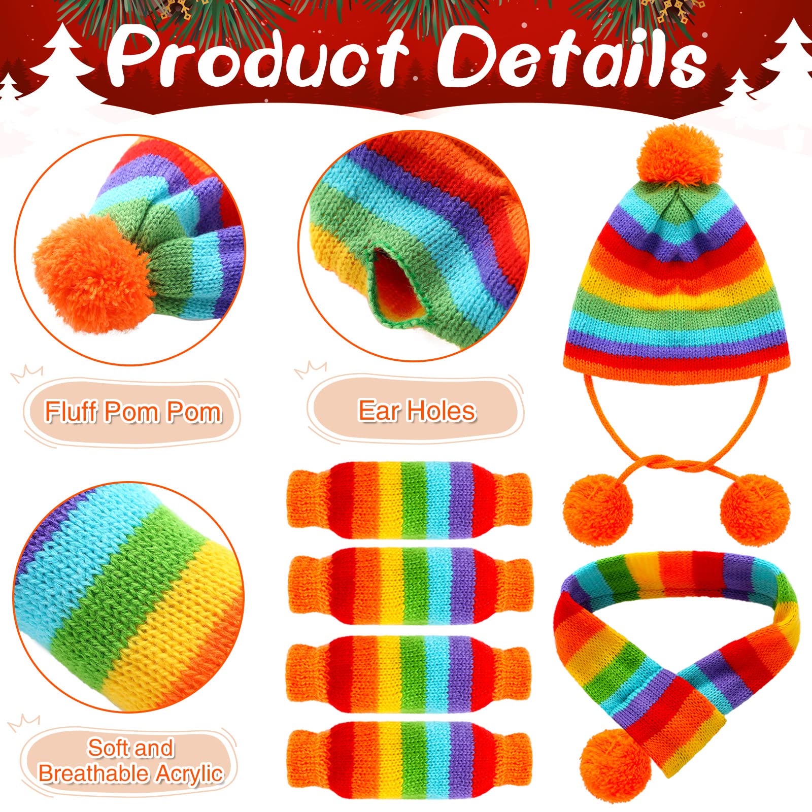 Saintrygo Saintrygo 12 Piece Pet Winter Set with Leg Warmers Knitted Hat Soft Leggings Scarf for Cats Dogs and Puppies Winter Costume - View 3 of 7