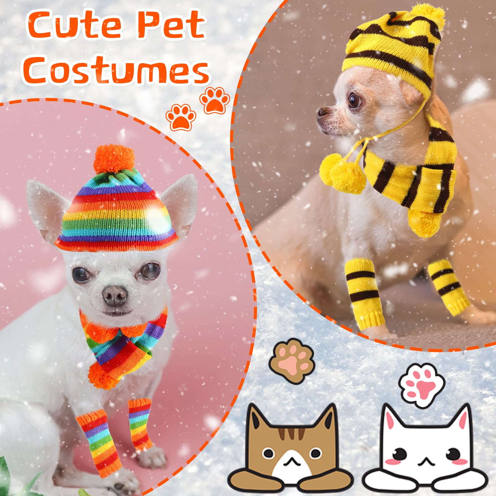 Saintrygo Saintrygo 12 Piece Pet Winter Set with Leg Warmers Knitted Hat Soft Leggings Scarf for Cats Dogs and Puppies Winter Costume - View 4 of 7