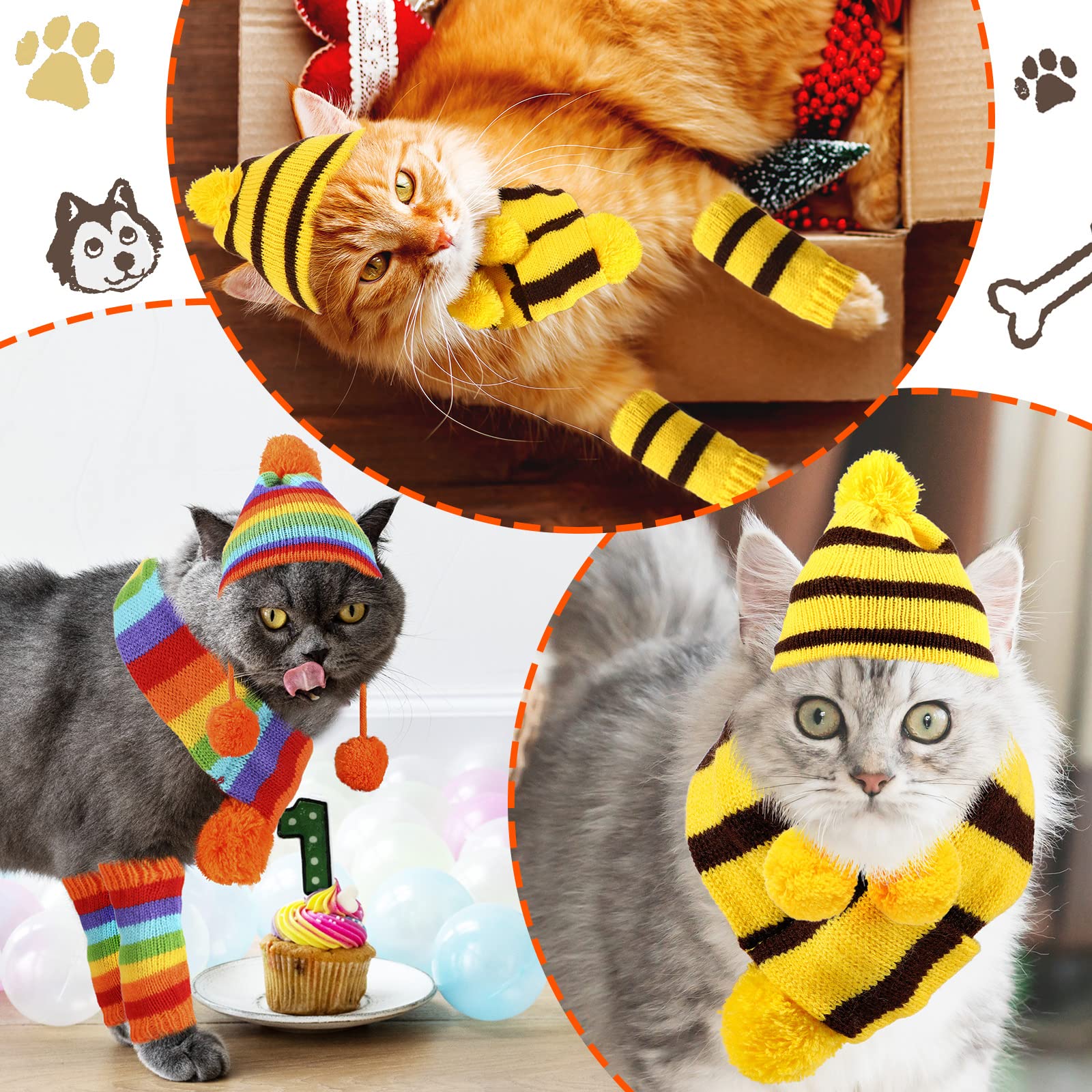 Saintrygo Saintrygo 12 Piece Pet Winter Set with Leg Warmers Knitted Hat Soft Leggings Scarf for Cats Dogs and Puppies Winter Costume - View 6 of 7