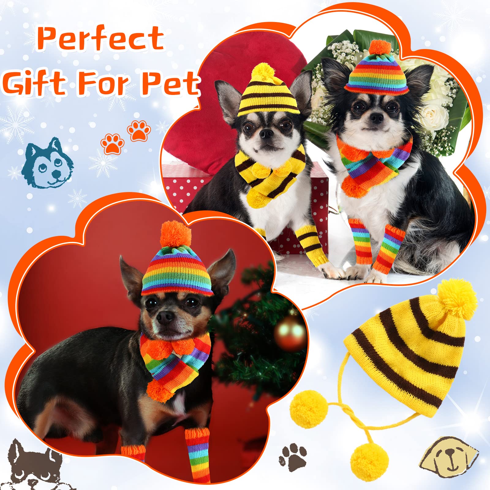 Saintrygo Saintrygo 12 Piece Pet Winter Set with Leg Warmers Knitted Hat Soft Leggings Scarf for Cats Dogs and Puppies Winter Costume - View 7 of 7