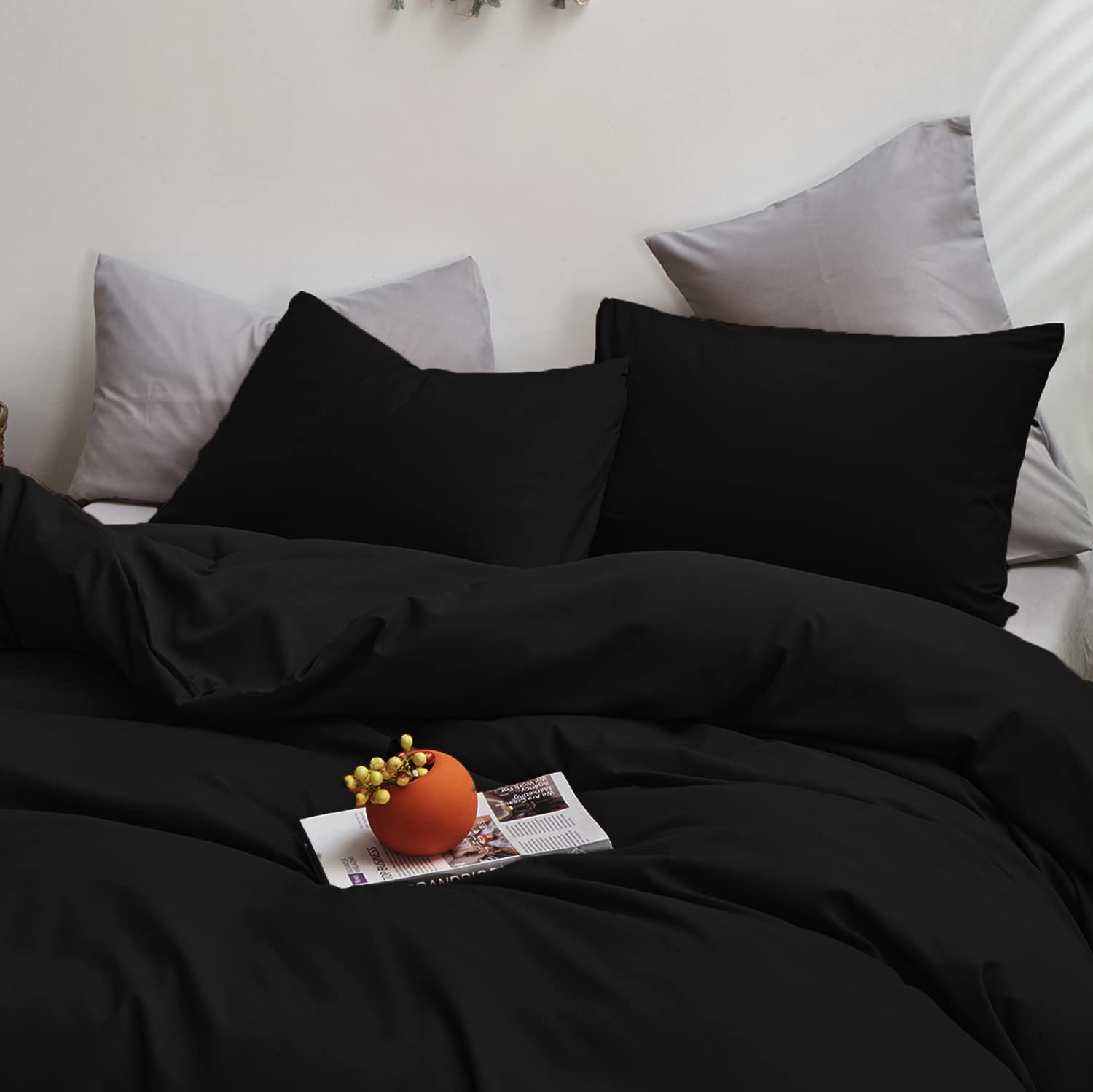 Cottonight Cottonight Black Comforter Set King Cozy Modern Gothic All Black Bedding Fuzzy Blanket Quilts for Men and Women - View 4 of 6