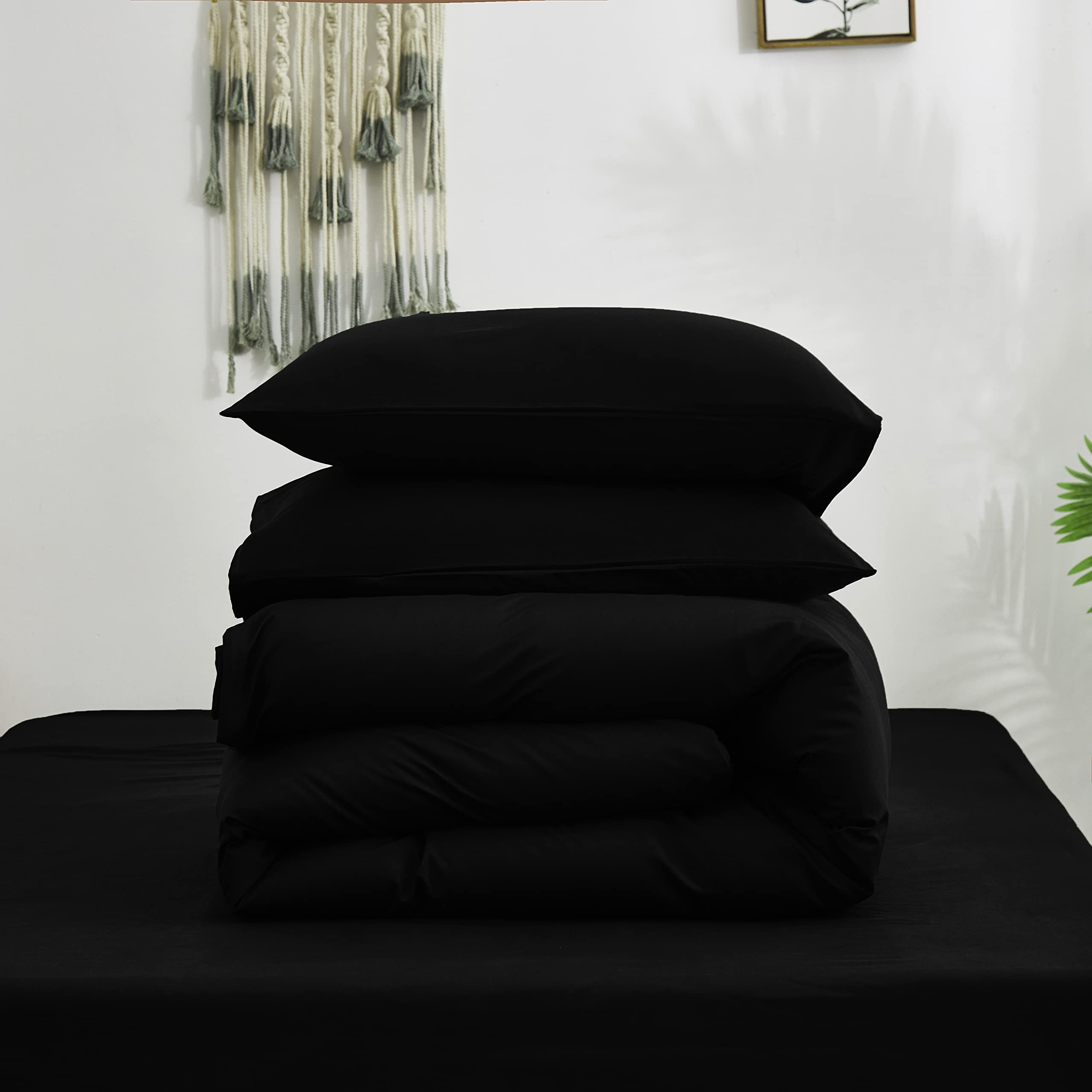 Cottonight Cottonight Black Comforter Set King Cozy Modern Gothic All Black Bedding Fuzzy Blanket Quilts for Men and Women - View 6 of 6