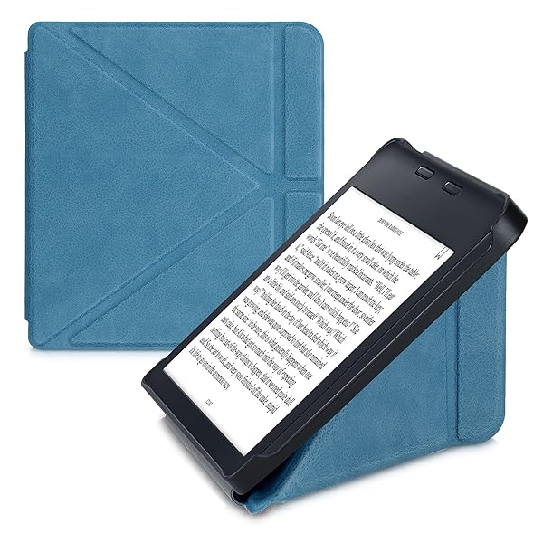 KWMobile Origami Case for Kobo Libra 2 - Slim PU Leather Cover & Stand in Petrol Color